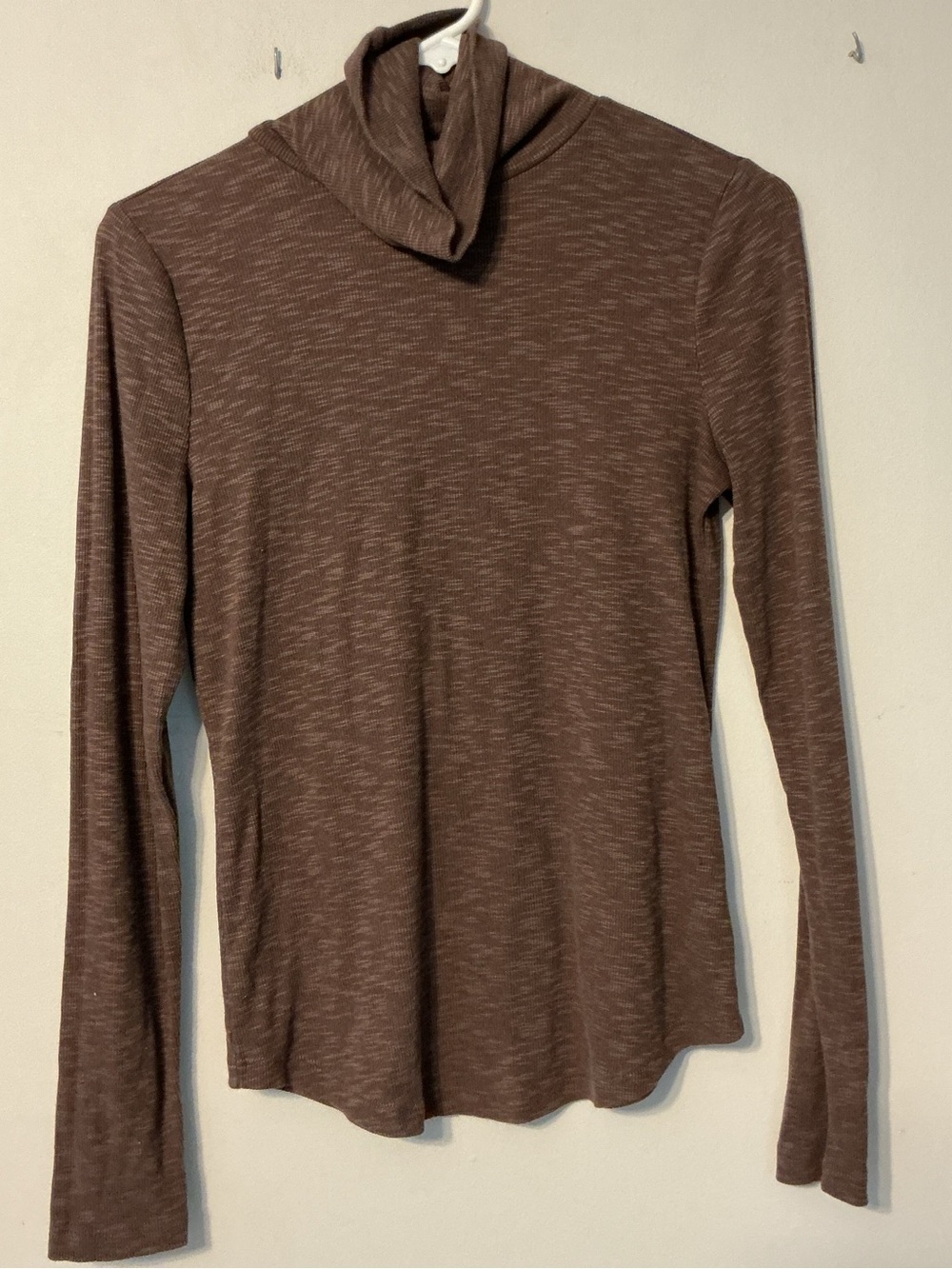 GAP Ribbed Turtleneck Long Sleeve Top in Brown